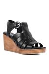 Buy_Vanilla Moon_Black Ned Plain Multi-strap Wedges_at_Aza_Fashions
