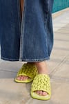 Buy_Vanilla Moon_Green Wolf Smocked Square Toe Sandals _at_Aza_Fashions