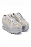 Buy_Anaar_Green Zardosi Floral Motif Embroidered Wedding Wedge Sneakers _at_Aza_Fashions