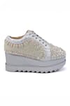 Shop_Anaar_Green Zardosi Floral Motif Embroidered Wedding Wedge Sneakers _Online_at_Aza_Fashions