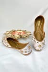 Shop_Pixie Pearlz_White Nakshi Noor Floral Embroidered Juttis _at_Aza_Fashions