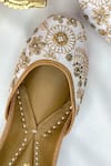 Shop_Pixie Pearlz_White Nakshi Noor Floral Embroidered Juttis _Online_at_Aza_Fashions