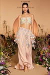 Buy_Payal Singhal_Pink Georgette Embroidered 3d Flower Halter Neck Blouse With Sharara _at_Aza_Fashions