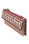 Buy_The Garnish Company_Pink Cowrie Shells Aarushi Zohra Print Foldover Chain Clutch _Online_at_Aza_Fashions