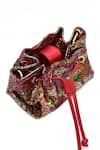 Shop_The Garnish Company_Red Sequin Zaran Florid Drawstring Bag _at_Aza_Fashions