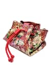 The Garnish Company_Red Sequin Zaran Florid Drawstring Bag _Online_at_Aza_Fashions