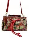 Buy_The Garnish Company_Red Sequin Zaran Florid Drawstring Bag _Online_at_Aza_Fashions
