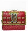 Buy_The Garnish Company_Orange Kama Kanha Ji Print Sling Bag _at_Aza_Fashions