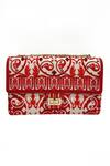 Buy_The Garnish Company_Red Crystal Cherry Floral Woven Sling Bag _at_Aza_Fashions
