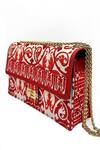 The Garnish Company_Red Crystal Cherry Floral Woven Sling Bag _Online_at_Aza_Fashions
