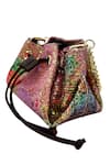 Buy_The Garnish Company_Pink Sequin Zaran Floral Print Bag _Online_at_Aza_Fashions