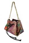Buy_The Garnish Company_Pink Sequin Zaran Floral Print Bag _at_Aza_Fashions