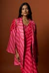 Shop_Meghna shah_Pink Slub Satin And Soft Saree With Embroidered Draped Jacket _at_Aza_Fashions