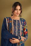 Buy_AFFROZ_Blue Viscose Crepe Digital Printed Ikat Round Floral Kurta Set 