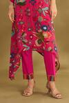 Shop_AFFROZ_Pink Viscose Crepe Digital Printed Ikat V Neck Floral Pattern Kurta And Pant Set _Online_at_Aza_Fashions