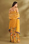 Shop_AFFROZ_Yellow Viscose Crepe Printed Floral Square Neck Ikat Buttis Kurta Set _at_Aza_Fashions