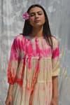 Buy_Studio Malang_Multi Color Chanderi Plain Round Tie Dye Tiered Dress_Online_at_Aza_Fashions