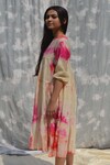 Shop_Studio Malang_Multi Color Chanderi Plain Round Tie Dye Tiered Dress_Online_at_Aza_Fashions