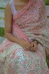 Studio Malang_Pink Chanderi Printed Rose Ombre Saree_at_Aza_Fashions