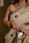 Shop_Studio Malang_White Chanderi Hand Embroidered Pomegranate Motif Saree _at_Aza_Fashions