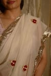 Studio Malang_White Chanderi Hand Embroidered Pomegranate Motif Saree _Online_at_Aza_Fashions