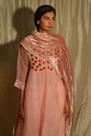 Buy_Studio Malang_Pink Organza Hand Embroidered Pomegranate Round Motif Kurta _Online_at_Aza_Fashions