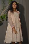 Buy_Studio Malang_Off White Chanderi Print Lily Bloom Square Neck Midi Dress _at_Aza_Fashions