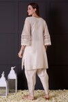 Shop_Surabhi Arya_White Kurta Mul Chanderi Embroidered Cutwork Zari And Dhoti Pant Set _at_Aza_Fashions