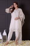 Surabhi Arya_White Kurta And Dupatta Organza Embroidered Zari Notched Dhoti Pant Set _Online_at_Aza_Fashions