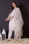Buy_Surabhi Arya_White Kurta And Dupatta Organza Embroidered Zari Notched Dhoti Pant Set _Online_at_Aza_Fashions