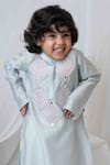 Shop_Mi Dulce An'ya_Grey 100% Organic Cotton Hand Embroidered Paisley Applique Kurta With Pant _Online_at_Aza_Fashions