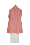 Shop_Mi Dulce An'ya_Pink 100% Organic Cotton Hand Embroidered Mirror Work Kurta And Pant Set _at_Aza_Fashions