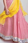 Mi Dulce An'ya_Pink 100% Organic Cotton Hand Embroidered Leheriya Pattern Lehenga Blouse Set_at_Aza_Fashions