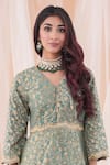 Shop_Farha Syed_Green Peplum Banarasi Brocade Hand Embroidered Floral Pattern Top Sharara Set_Online_at_Aza_Fashions