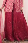 Buy_Farha Syed_Maroon Kurta Banarasi Brocade. Sharara Crushed Silk Hand Embroidered Set_Online_at_Aza_Fashions