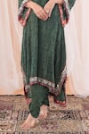 Shop_Farha Syed_Green Kaftan Georgette And Banarasi Brocade Embroidered Kurta & Dhoti Pant Set_Online_at_Aza_Fashions