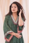 Farha Syed_Green Kaftan Georgette And Banarasi Brocade Embroidered Kurta & Dhoti Pant Set_at_Aza_Fashions