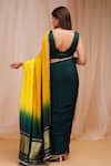 Shop_Farha Syed_Green Gajji Satin Silk Embroidered Cutdana 4d Dyed Pre-draped Saree With Blouse_at_Aza_Fashions