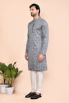 Arihant Rai Sinha_Black Cotton Woven Geometric Chequered Pattern Kurta _at_Aza_Fashions