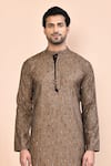 Buy_Arihant Rai Sinha_Brown Cotton Print Abstract Straight Kurta _Online_at_Aza_Fashions