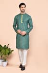 Buy_Arihant Rai Sinha_Green Cotton Embroidered Placket Floral Kurta _at_Aza_Fashions