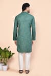 Shop_Arihant Rai Sinha_Green Cotton Embroidered Placket Floral Kurta _at_Aza_Fashions