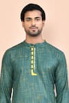 Buy_Arihant Rai Sinha_Green Cotton Embroidered Placket Floral Kurta _Online_at_Aza_Fashions