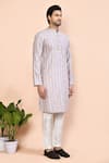 Arihant Rai Sinha_Purple Cotton Woven Stripe Pattern Kurta _at_Aza_Fashions