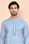 Buy_Arihant Rai Sinha_Blue Cotton Print Floral Moroccan Kurta _Online_at_Aza_Fashions