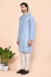 Shop_Arihant Rai Sinha_Blue Cotton Print Floral Moroccan Kurta _Online_at_Aza_Fashions