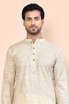 Buy_Arihant Rai Sinha_Beige Cotton Placement Embroidery Floral Kurta _Online_at_Aza_Fashions