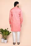 Shop_Arihant Rai Sinha_Pink Cotton Plain Banarasi Placket Kurta _at_Aza_Fashions