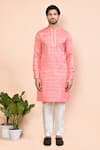 Arihant Rai Sinha_Pink Cotton Plain Banarasi Placket Kurta _Online_at_Aza_Fashions