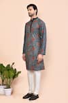 Shop_Arihant Rai Sinha_Grey Cotton Print Ajrakh Floral Kurta_Online_at_Aza_Fashions